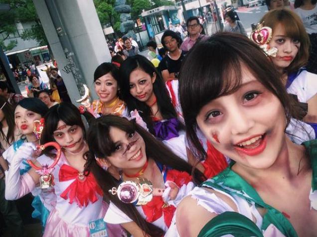 Zombie Sailor Scouts in Japan via http://kotaku.com/japan-is-good-at-halloween-1651638038