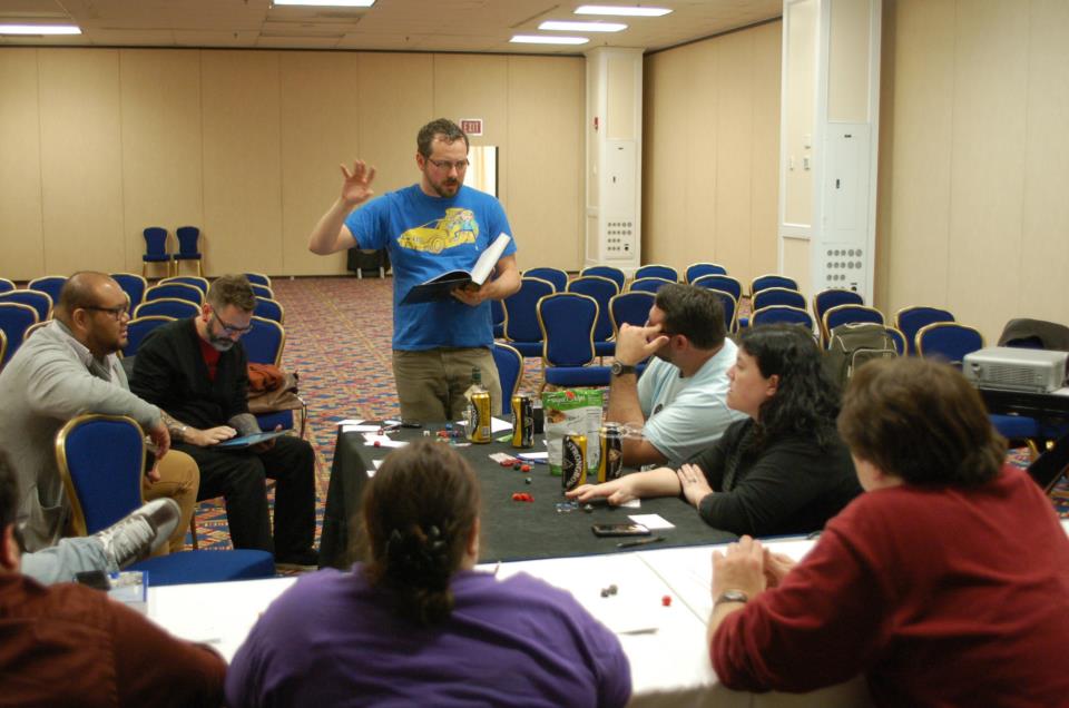 Playing role-playing games at one of the Game Studies area's annual game nights.