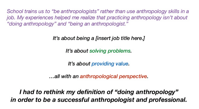 Slide from Amy's Presentation on Practicing Anthropology in Design and Business at Portland State University (PSU), http://anthropologizing.com/2015/05/26/practicing-anthropology-in-design-and-business-psu-presentation/